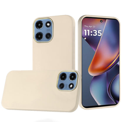 Phone Case for Motorola Moto G Play 5G 2026 Hybrid Silicone TPU Rubber Chromed Edge TPU Bumper Reinforced Corners Shock Absorbing Protection Cover White