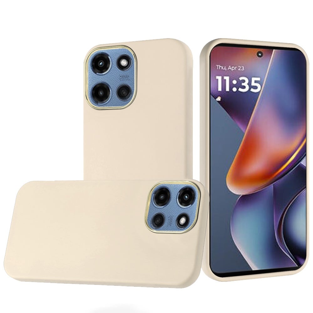 Phone Case for Motorola Moto G 5G 2026/ 2025 Hybrid Silicone TPU Rubber Chromed Edge TPU Bumper Reinforced Corners Shock Absorbing Protection Cover White