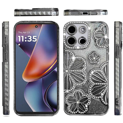 Phone Case for Motorola Moto G Play 5G 2026 Shimmer Glitter Floral Thick TPU Shockproof Durable Grip Camera Protection Anti-Scratch Stylish Design Cover