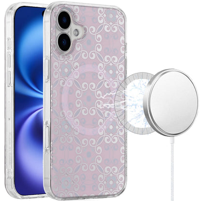 For Apple iPhone 17 AIR Stylish Pattern Fashion IMD Printed Design TPU Double Layer Slim Shockproof with Magnetic Back Case Cover Flowers Purple Gradient