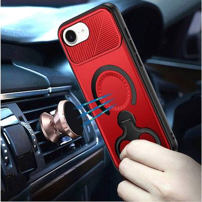 Hybrid with Invisible 2 Hole Ring Stand Magnetic back Car Mount Friendly Protector