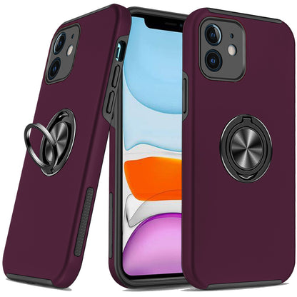 Phone Case for Apple iPhone 11 Invisible Ring Stand Shockproof Anti Slip Durable Grip Protective Hybrid Fit Magnetic Car Mount Holder Cover Purple