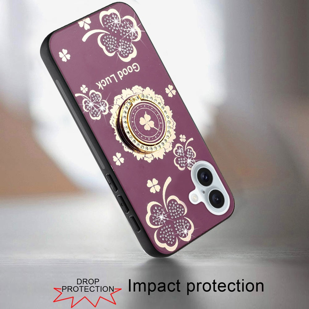Diamond 3D Fashion Floral Glitter Engraved Luxury Bling Hybrid Shockproof Chrome Edge Protective Grip