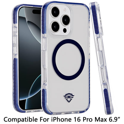 For Apple iPhone 16 Pro Max (6.9") Premium Hybrid Clear TPU Circle Magnetic [Compatible with MagSafe] Shockproof Frame Bumper Case Cover