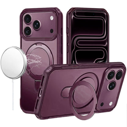 Phone Case for Apple iPhone 18 Pro/ iPhone 17 Pro Magnetic Ring Stand Matte Finish Shockproof Grip Slim Armor Heavy Duty TPU Protective Hybrid Cover Purple
