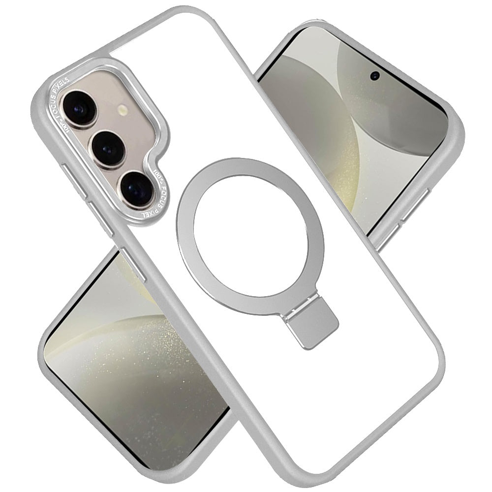 For Samsung Galaxy S25 /S24 Magnetic Metal Matte with Built-in MagSafe Stand, Hybrid Shockproof Armor, TPU Frame Case Cover