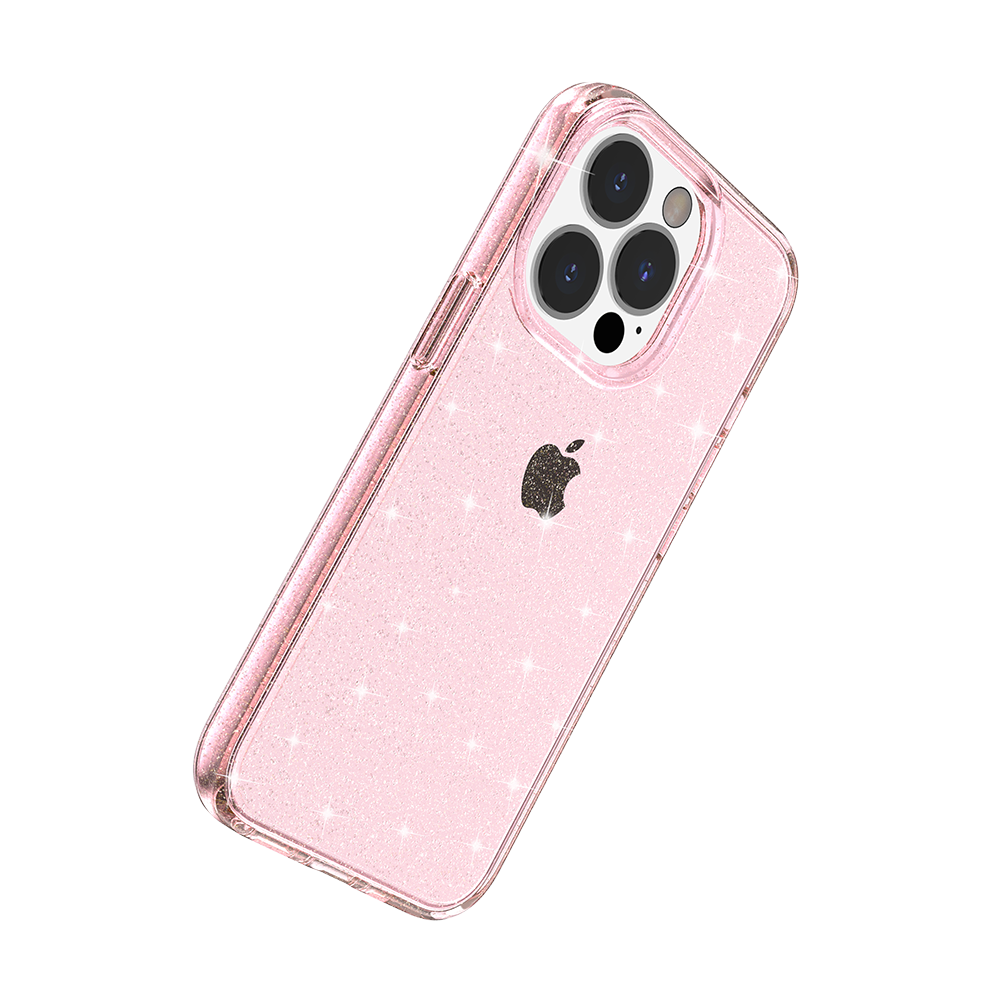 For Samsung Galaxy A16 5G Transparent Glitter Shiny Sparkle Bling TPU Rubber Hard Back Hybrid Frame Shockproof Case Cover Pink