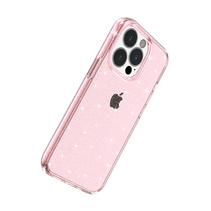 For Samsung Galaxy A17 5G Transparent Glitter Shiny Sparkle Bling TPU Rubber Hard Back Hybrid Frame Shockproof Case Cover Pink
