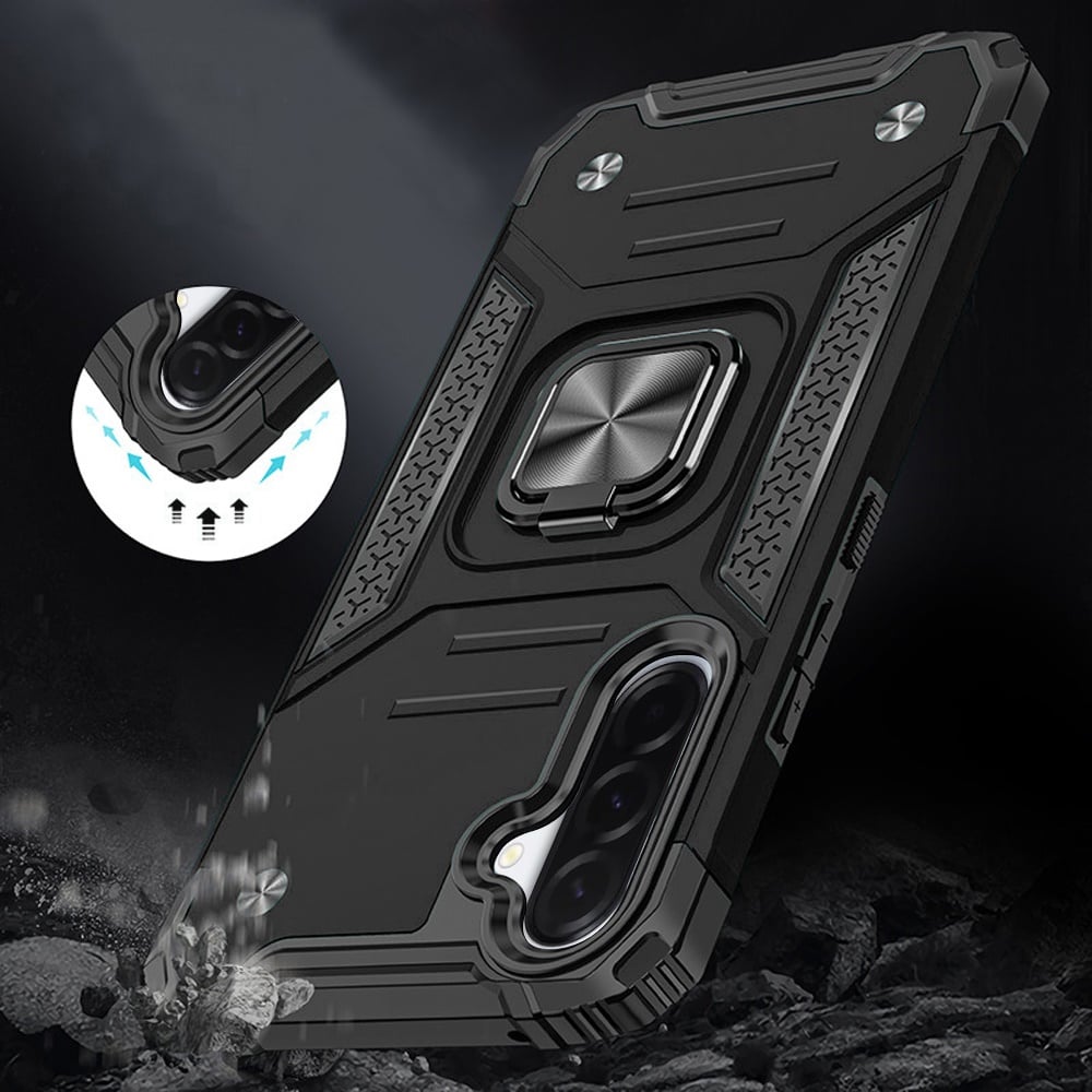 Phone Case for Samsung Galaxy A27 Magnetic Car Mount Hybrid Ring Stand Shockproof Rugged Grip Armor Heavy Duty Protective TPU Durable Cover
