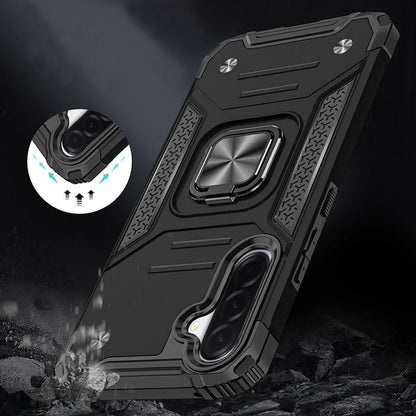 Phone Case for Samsung Galaxy A27 Magnetic Car Mount Hybrid Ring Stand Shockproof Rugged Grip Armor Heavy Duty Protective TPU Durable Cover