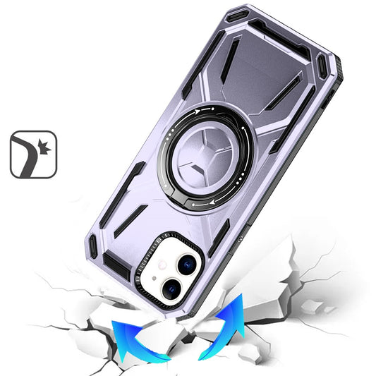 For iPhone 12 / iPhone 12 Pro (6.1") Hybrid Magnetic Ring and 360° Rotational Kickstand with MagSafe Compatible, Military Grade Drop Protection Case Cover Light Purple