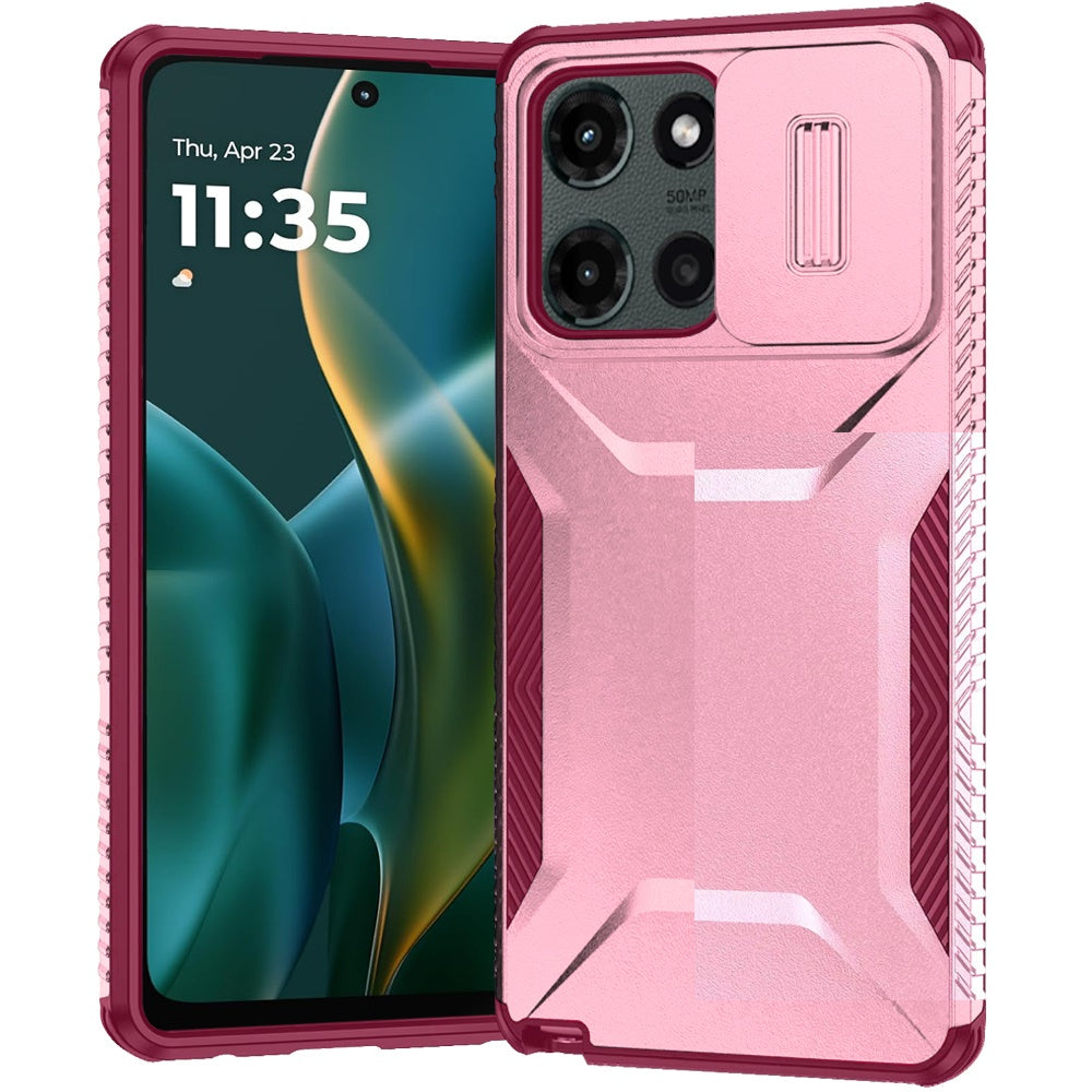 For Motorola Moto G Stylus 5G 2025 Slim Fit Shockproof Hybrid with Slide Camera Window Covering, Rugged Tpu Silicone Hard PC Bumper Case Cover