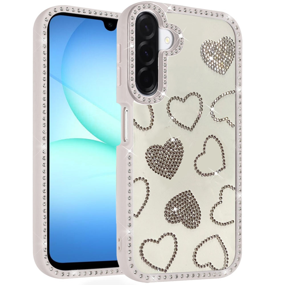 Phone Case for Samsung Galaxy A17 Spread Love Hearts Glitter Shimmer Bling Diamond Edge Shockproof Hybrid Stylish Protective Slim Grip Designer Cover