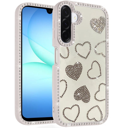 Phone Case for Samsung Galaxy A17 Spread Love Hearts Glitter Shimmer Bling Diamond Edge Shockproof Hybrid Stylish Protective Slim Grip Designer Cover