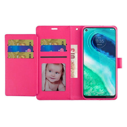 Phone Case for Apple iPhone 15 Wallet Credit Card Holder Leather Grip Shockproof Hybrid Protective Style Durable Flip Pouch Cover Hotpink