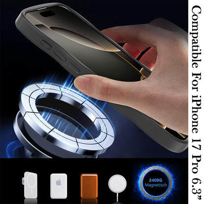 For Apple iPhone 17 Pro (6.3") Grip Hand Magnetic Hybrid Case Shockproof Protection Matte Skin Rubber TPU + PC Case Cover