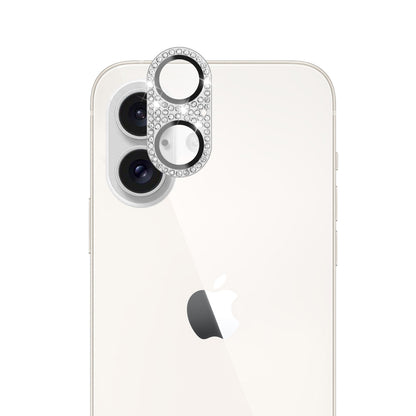 For Apple iPhone 16 (6.1") Camera Lens Full Tempered Glass With Diamond Bling Glitter Rhinestone Lens Protective Case Cover