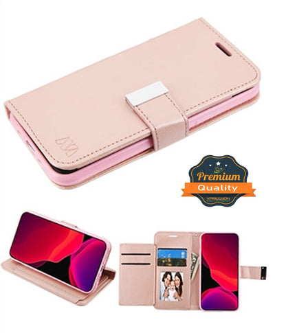 For Motorola Moto G Power 5G 2026 PU leather Wallet 6 Card Slots folio with Wrist Strap & Kickstand Pouch Flip Shockproof Case Cover Rose Gold