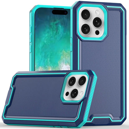 For iPhone 16 Pro Max (6.9") Tough Modern Fused Hybrid Armor Hard PC TPU Rubber Shockproof Drop Protection Impact Case Cover Blue