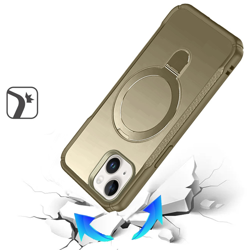 Phone Case for iPhone 15 Magnetic Ring Stand Matte Finish Shockproof Grip Slim Armor Heavy Duty TPU Protective Hybrid Cover