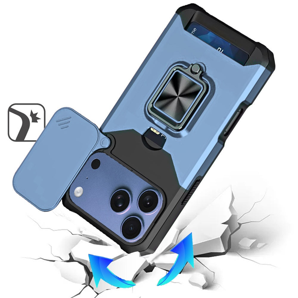 Phone Case for Apple iPhone 18 Pro Max Card Holder Magnetic Ring Stand Shockproof Anti Slip Wallet Grip Protective Hybrid Design Cover