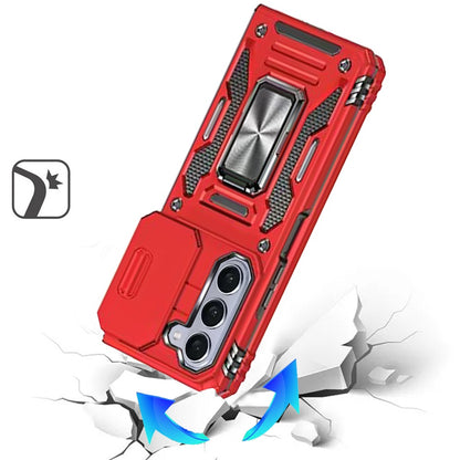 For Samsung Galaxy Z Fold 7 Tough Hybrid Case with Movable Camera Window & Metal Ring Stand Shockproof Case Cover Navy Blue