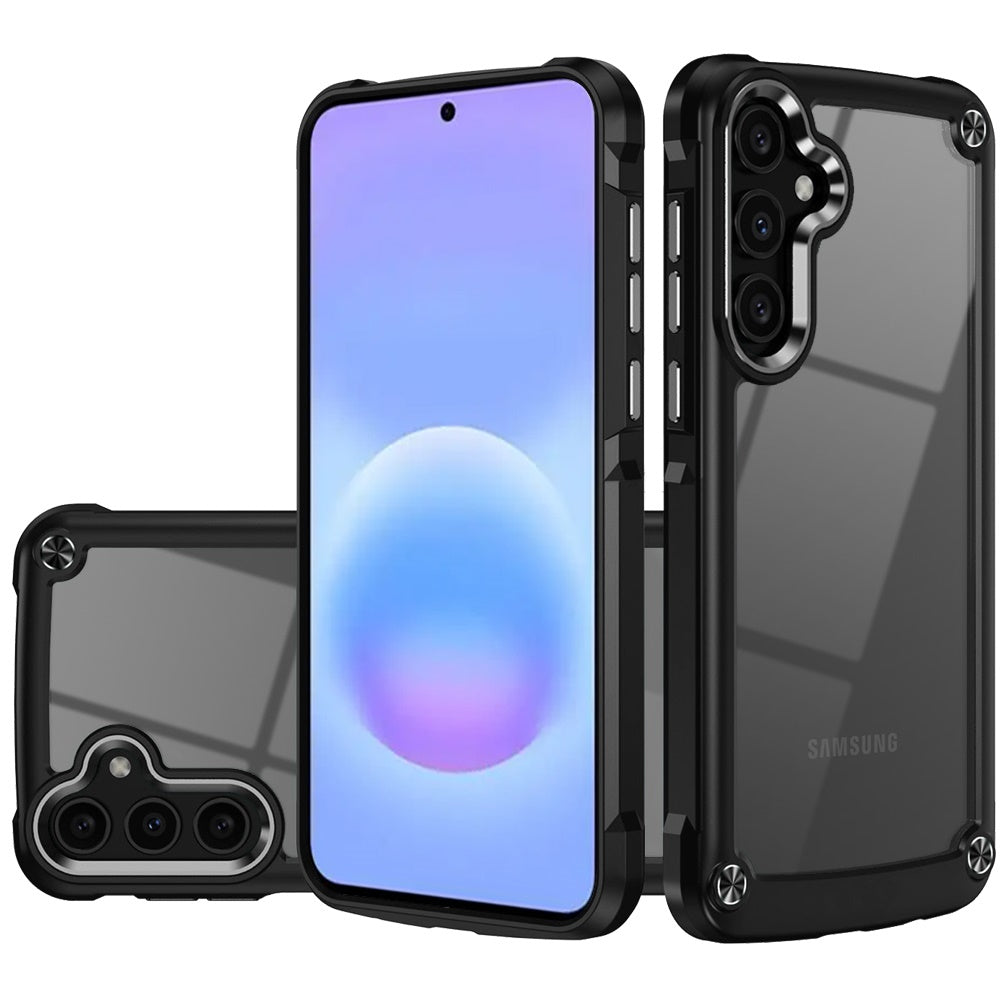 Phone Case for Samsung Galaxy A57 Transparent Hybrid Metal Button Camera Edge Shockproof Bumper Frame TPU Protective Slim Grip Durable Cover