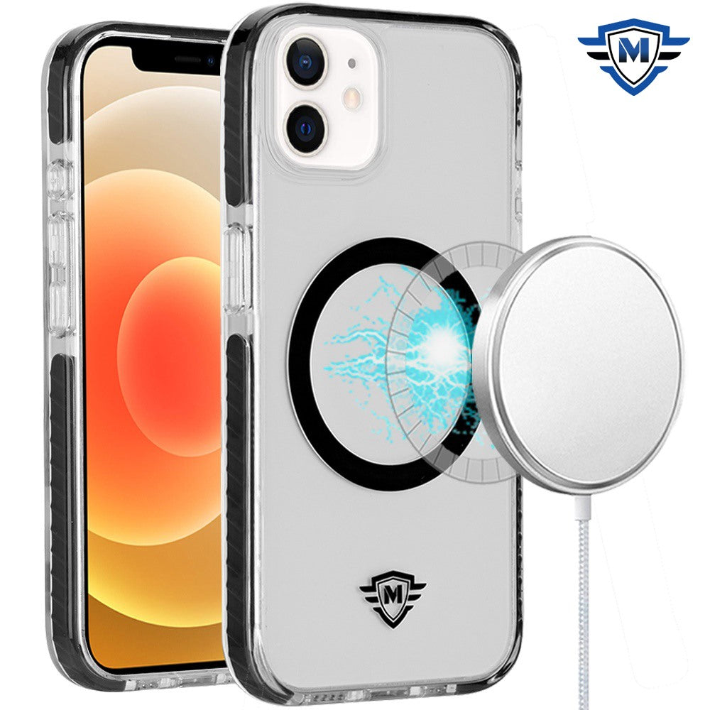 For Apple iPhone 16 Plus (6.7") Premium Hybrid Clear TPU Circle Magnetic [Compatible with MagSafe] Shockproof Color Frame Bumper Case Cover