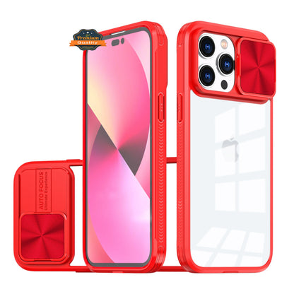For Apple iPhone 16 Pro (6.3") Slide Camera Cover Lens protector Anti-Scratch Shockproof Clear Back and Color Frame Bumper Case Cover