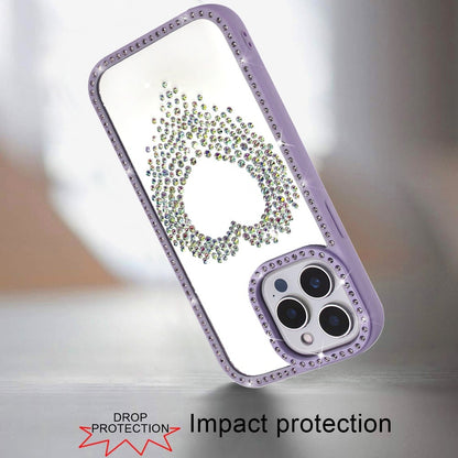 For iPhone 14 Pro Max (6.7") Angel Hearts Glitter Shimmer Diamond Edge Hybrid Drop Protection Shockproof Design Case Cover