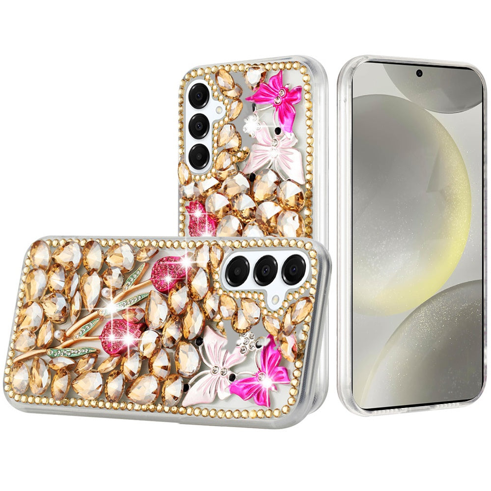 For Samsung Galaxy S25 /S24 Bling Crystal 3D Full Diamonds Luxury Sparkle Rhinestone Hybrid Protective Case Cover