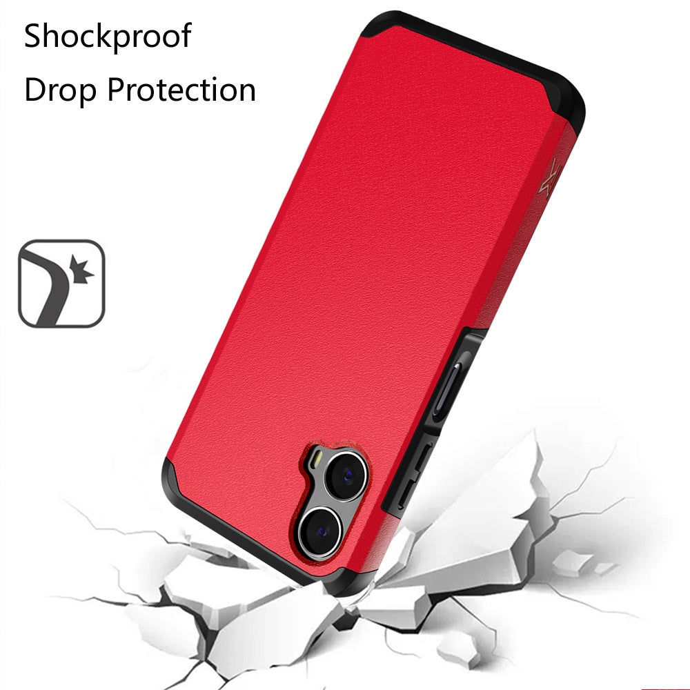 For Motorola Moto G Power 5G 2024 Fashion Graphic Design Hybrid 2in1 Tough Strong Hard PC TPU Frame, Magnet Mount Friendly, Shockproof Protection Case Cover Red