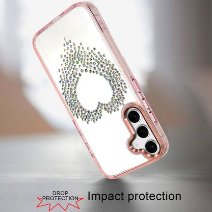 For Samsung Galaxy S25 FE, S25 Fan Edition Angel Hearts Bling Glitter Diamond Hybrid TPU Cover, Colorful Frame Shockproof Protective Back Case Cover Silver