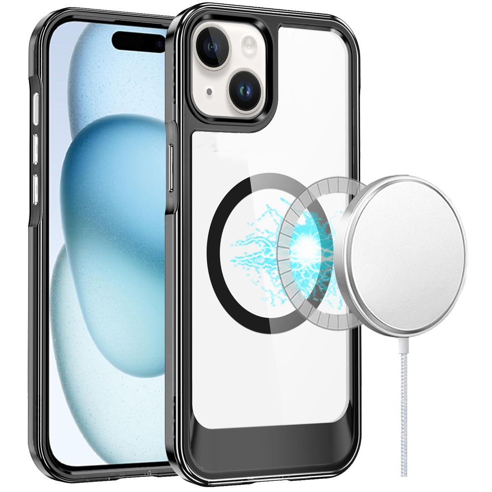 For Apple iPhone 16 (6.1") Transparent HQ Hybrid Slim, Shockproof, Compatible with MagSafe wireless charging & Military-Grade Case Cover