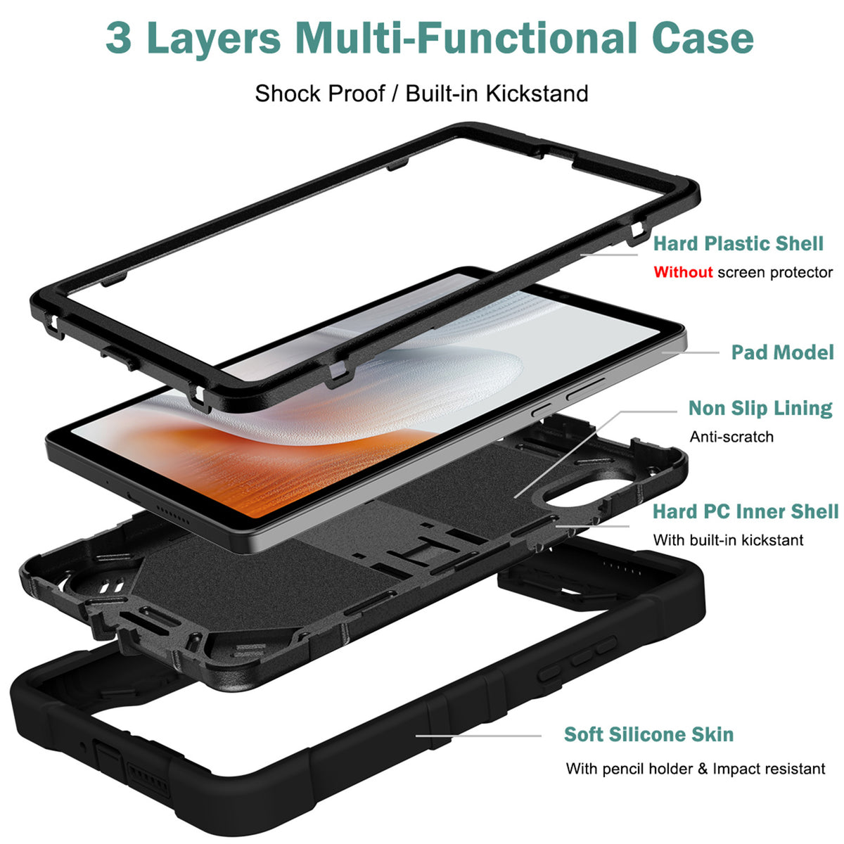 Tablet Case for BLU Tab one 5G Hybrid Rugged Kickstand Heavy Duty Shockproof Armor Dual Layer Hard PC Soft TPU Drop Protection Cover