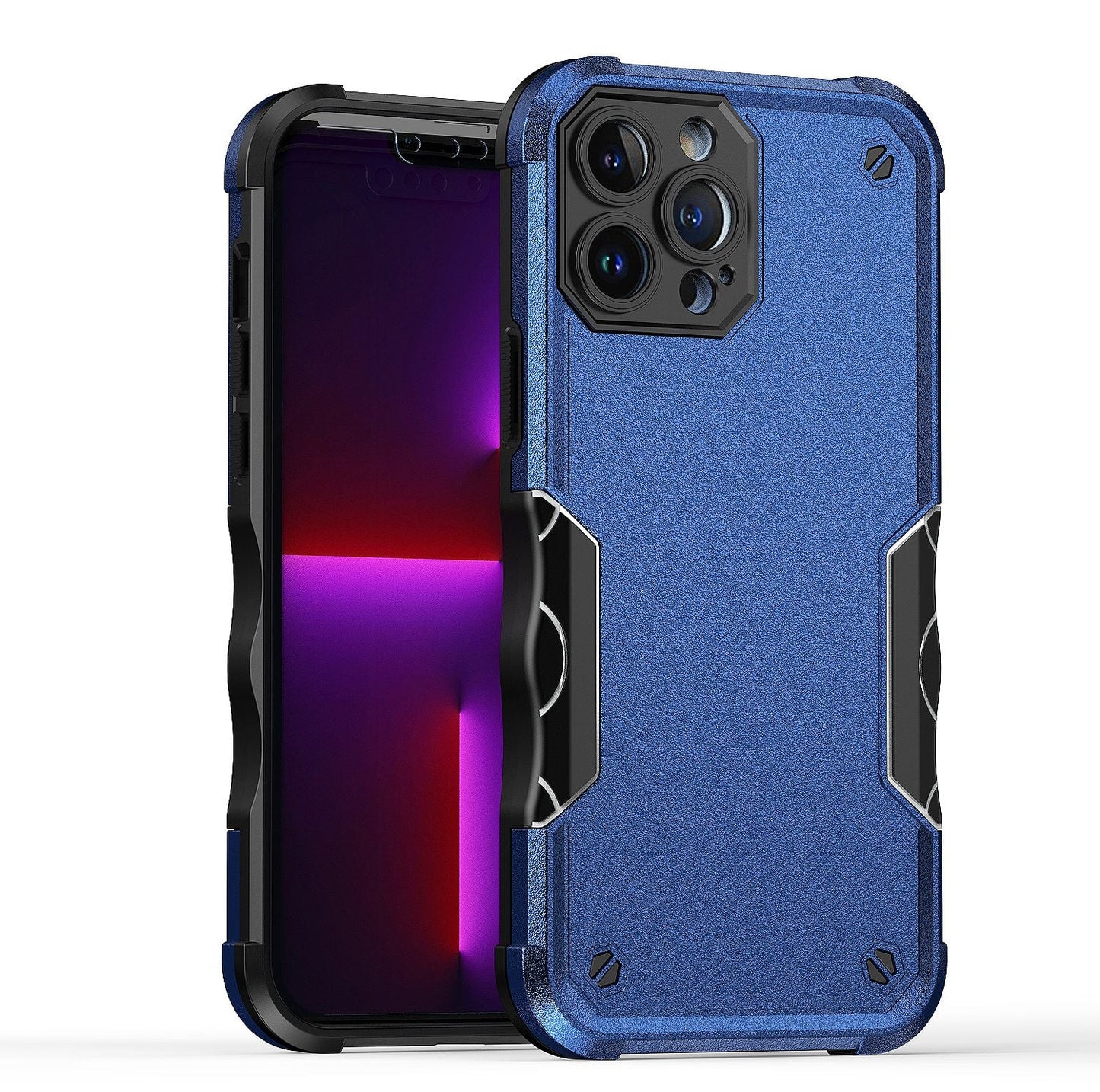 For iPhone 14/13 (6.1") Slim Tough Shockproof Hybrid Heavy Duty 2in1 Dual Layer TPU Bumper Rugged Rubber Defend Armor Case Cover Black