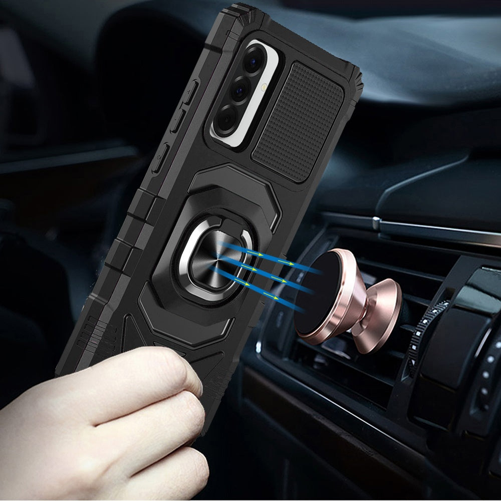 For Samsung Galaxy A37 Hybrid Dual Layer with 360° Rotate Magnetic Ring Stand Holder Kickstand TPU Rugged PC Shockproof Case Cover