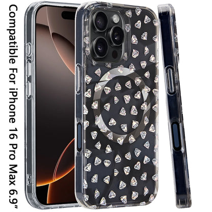 For iPhone 16 (6.1") Double Layer IMD Magnetic Hybrid Shockproof Protection Anti Scratch Durable Design Secure Grip Slim Profile Compatible Design Case Cover