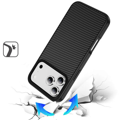 For Apple iPhone 17 Pro Max (6.9") Carbon Fiber Design with Magnetic HQ 2.0mm Thick Hybrid Shockproof Rubber Hard PC Case Cover