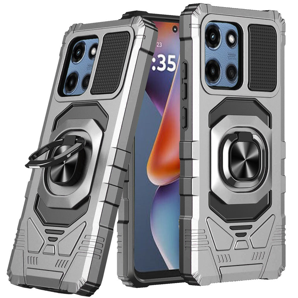 For Motorola Moto G 5G 2025 Hybrid Dual Layer with 360° Rotate Magnetic Ring Stand Holder Kickstand TPU Rugged PC Shockproof Case Cover