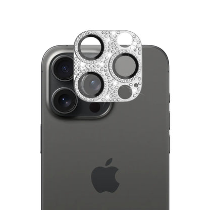For Apple iPhone 16 Pro Max (6.9") Camera Lens Full Tempered Glass With Diamond Bling Glitter Rhinestone Lens Protective Case Cover