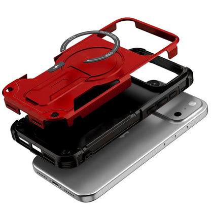 Phone Case for Apple iPhone 17 Pro (6.3") Magnetic Kickstand Rugged Shockproof Armor Grip Anti Slip Heavy Duty Protective Matte Stand Hybrid Cover Red