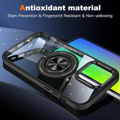 For Samsung Galaxy S25 /S24 Clear Transparent Back Hybrid with Rotating Ring Stand, MagSafe Compatible Shockproof Slim TPU PC Case Cover