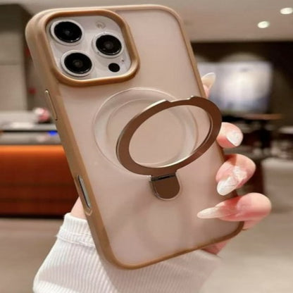 For Apple iPhone 14 Translucent Matte Finish, MagSafe Compatible, Built-in Ring Stand, Shockproof Protective Back Case Cover