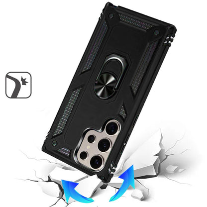 For Samsung Galaxy S25 Ultra Hybrid Shockproof Durable 360 Degree Rotatable Ring Stand Holder Kickstand Fit Magnetic Car Mount Case Cover