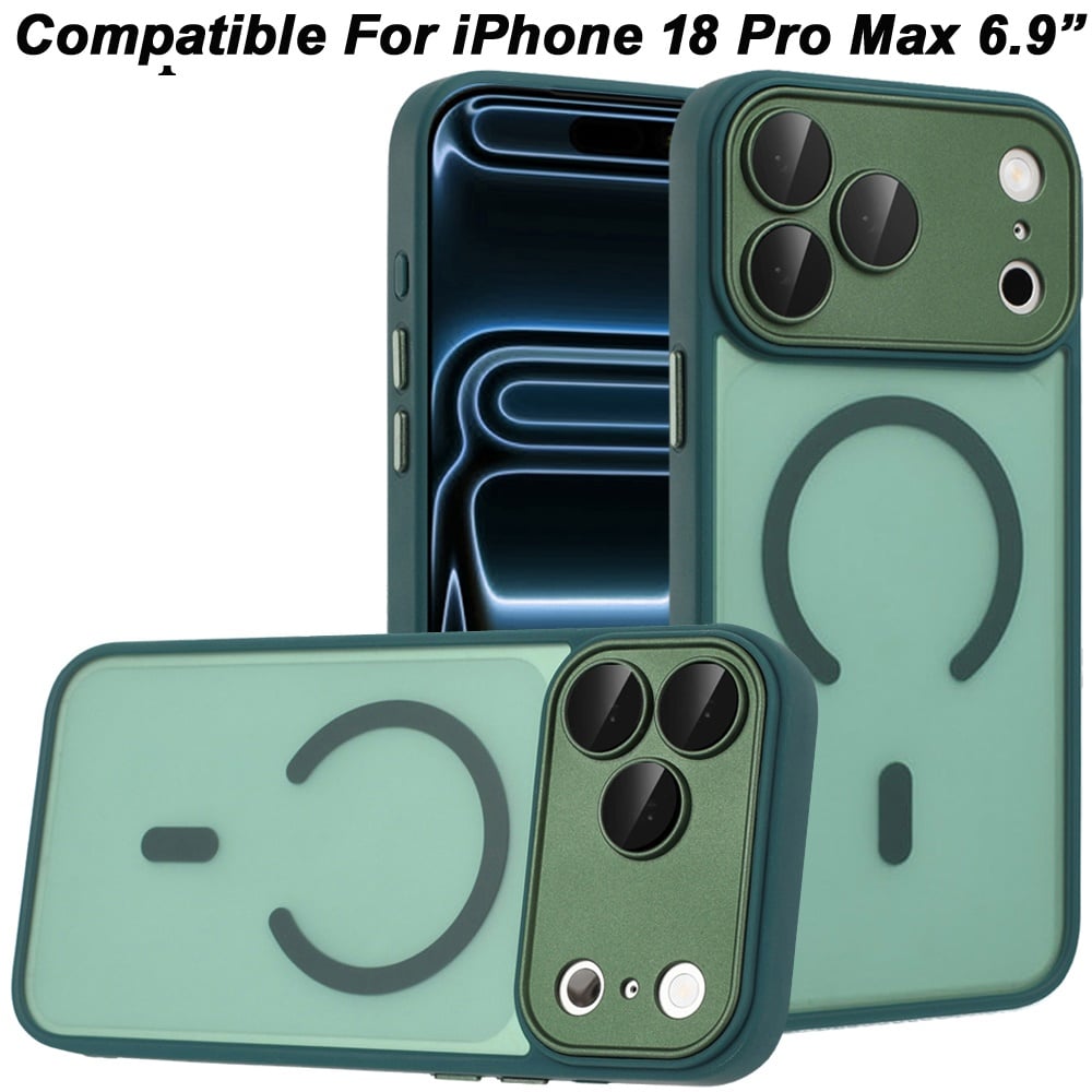 Phone Case for Apple iPhone 18 Pro Max Matte Frosted Magnetic Back Hybrid Hard PC Soft TPU Camera Protection Slim Shock Absorbing Anti Fingerprint Cover