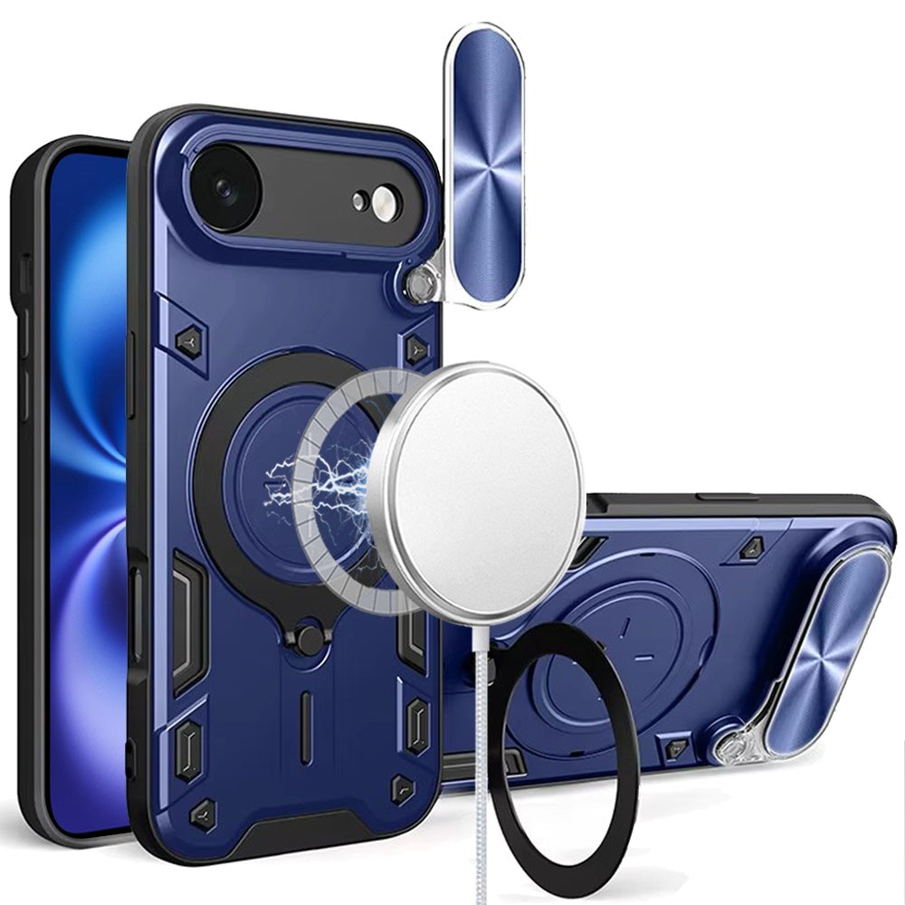 For Apple iPhone 17 AIR Hybrid Magnetic 360° Ring Kickstand, MagSafe Compatible, Durable Full Camera Lens Protection Case Cover
