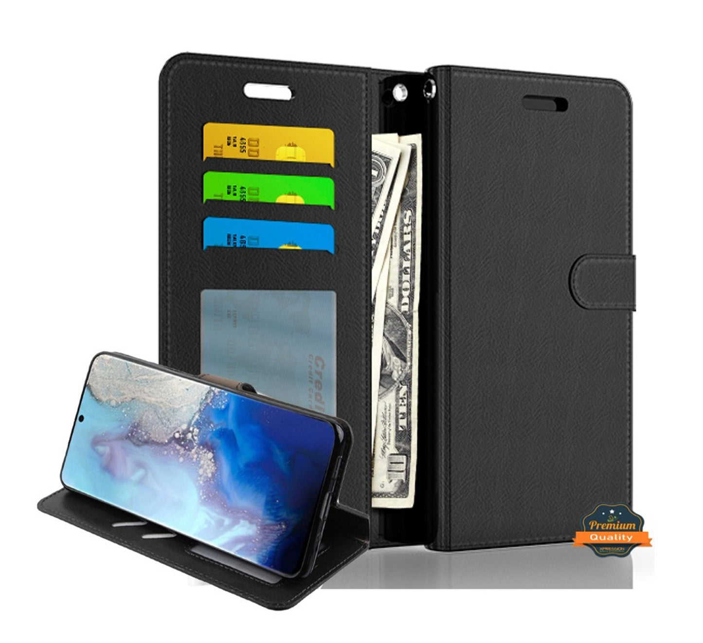For Apple iPhone 16 Plus (6.7") Wallet PU Leather Pouch with Credit Card Slots ID Money Pocket, Stand & Strap Flip Bookstyle Case Cover