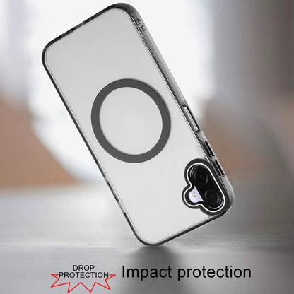 For Samsung Galaxy A07 Transparent Back Hybrid Case - Magnetic Circle, Color Frame, Metal Buttons, MagSafe Compatible Case Cover