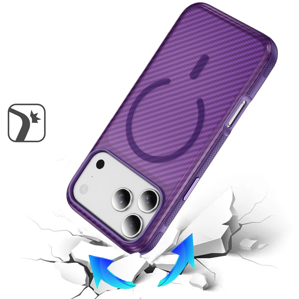 For Apple iPhone 17 Pro (6.3") Thick Carbon Design Magnetic Hybrid Drop Protection with Metallic Buttons & MagSafe Compatible Case Cover